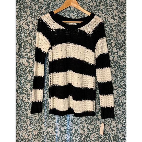 NWT Rubbish‎ Nordstrom Size Small Black and White Knit Stripped Sweater Y2K - Picture 1 of 12